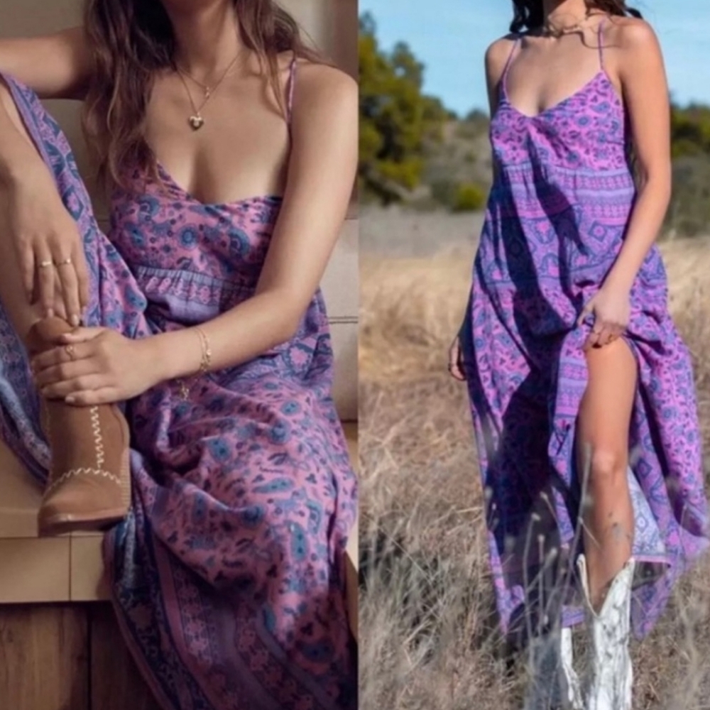 Spell and the Gyspy Collective Pailsey Floral Boho Maxi Dress (Mulberry) - Picture 6 of 16